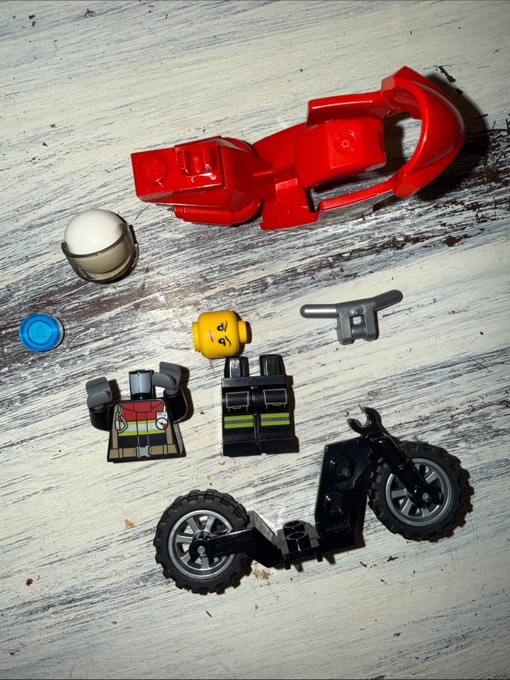 Retro! Limited LEGO Kids Red Motorcycle Rescue Rider Minifigure Set